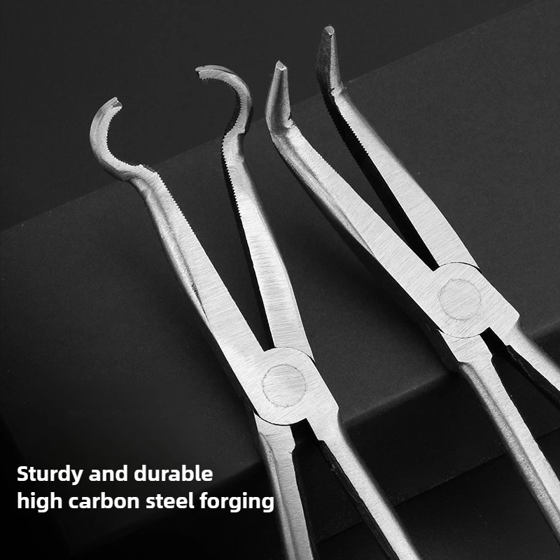 11 بوصة متعددة الأغراض كماشة بأنف طويل مستقيم إبرة زردية طويلة الفكين 0/25/45/90 درجة منحني شقة الفم كماشة O على شكل كماشة #3