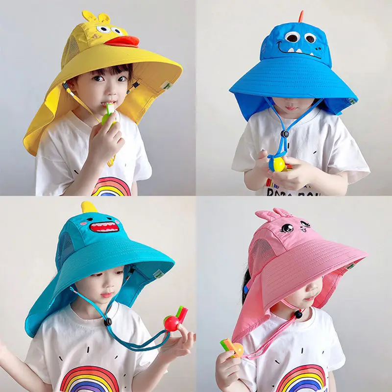 

Children's Shawl Summer Mesh Breathable Sun Hat Cartoon Cute Small Animal Sun Protection Beach Hat Anti-UV Fisherman's Hat