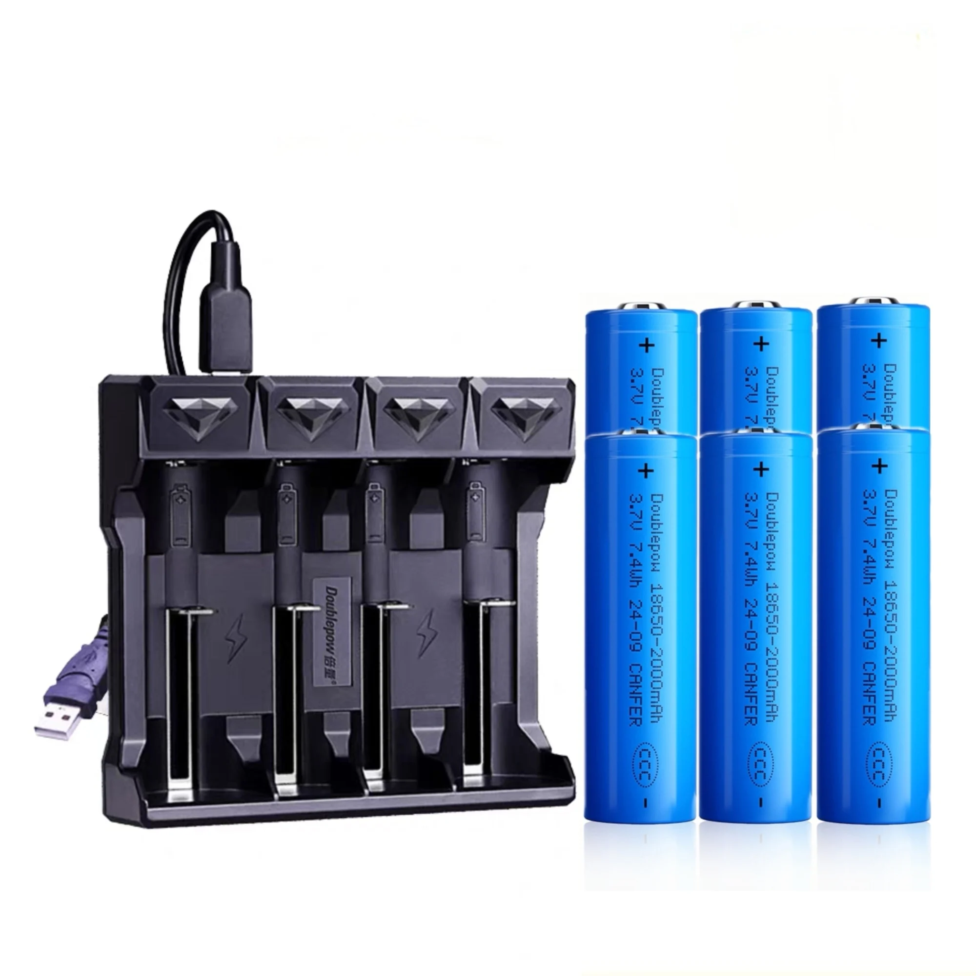 6PCS 18650 rechargeable battery 3.7V 2000mAh 18650 Lithium Battery Charger for Flashlight Electric toothbrush Power bank Jukebox