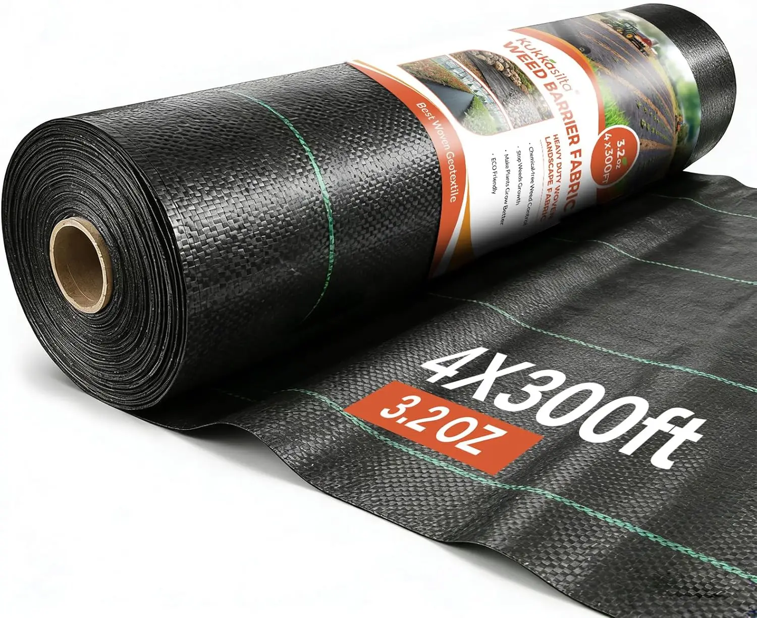 

Heavy Duty Weed Barrier Fabric 4FT x 300FT, 3.2OZ Woven Landscape Fabric, High Permeability Weed Control Cloth, Geotextile for Driveway, Garden