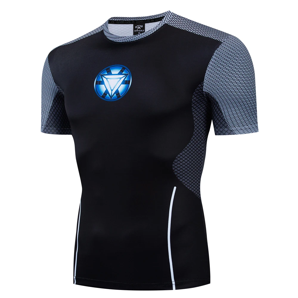 3D printed shirt sports tights short-sleeved T-shirt Digital printed fitness clothing Training clothing breathable sweat