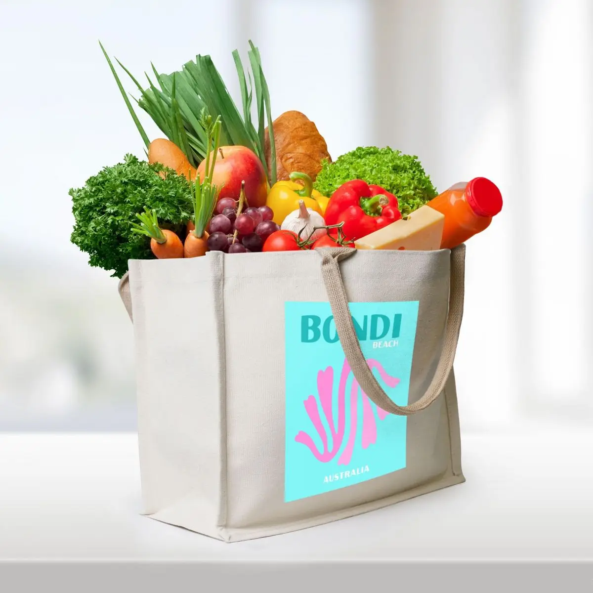 Bondi beach Art Print Coral Tote Bag tote bags cloth bags tote bag men canvas shopping bag