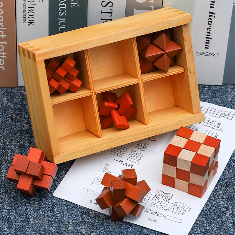 Wooden Luban Lock Puzzle Box Brain Teaser IQ Test Toys Educational Mind Games For Children And Adults Rompecabezas Madera