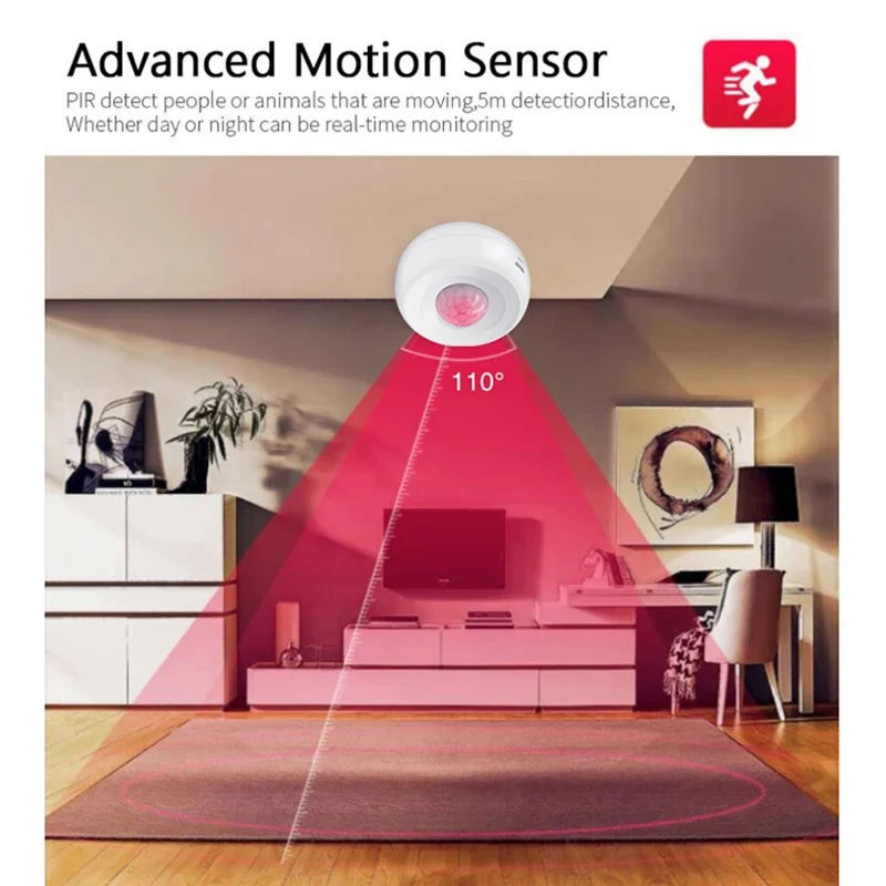 Zigbee Ewelink Human Lnfrared Motion Sensor With High Sensitivity For Real-Time Smart Linkage, Managed Via Ewelink App.