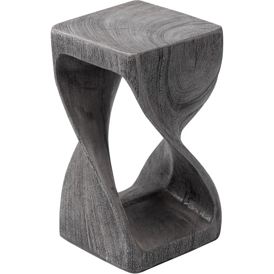 طاولة جانبية مربعة ملتوية للاستخدام الخارجي مع تصميم مقاوم للماء من الخشب الصناعي لشرفة الحديقة والشرفة ومقاومة الطقس على الشاطئ