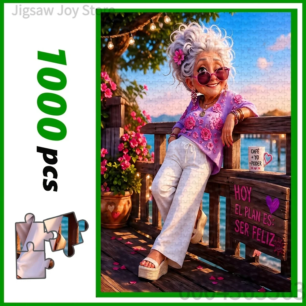Art Jigsaw Puzzle, Relax Seaside Grandma, Two Cycling Grannies, Cats Tea Party, Cute Garden Kittens, Wall Decor