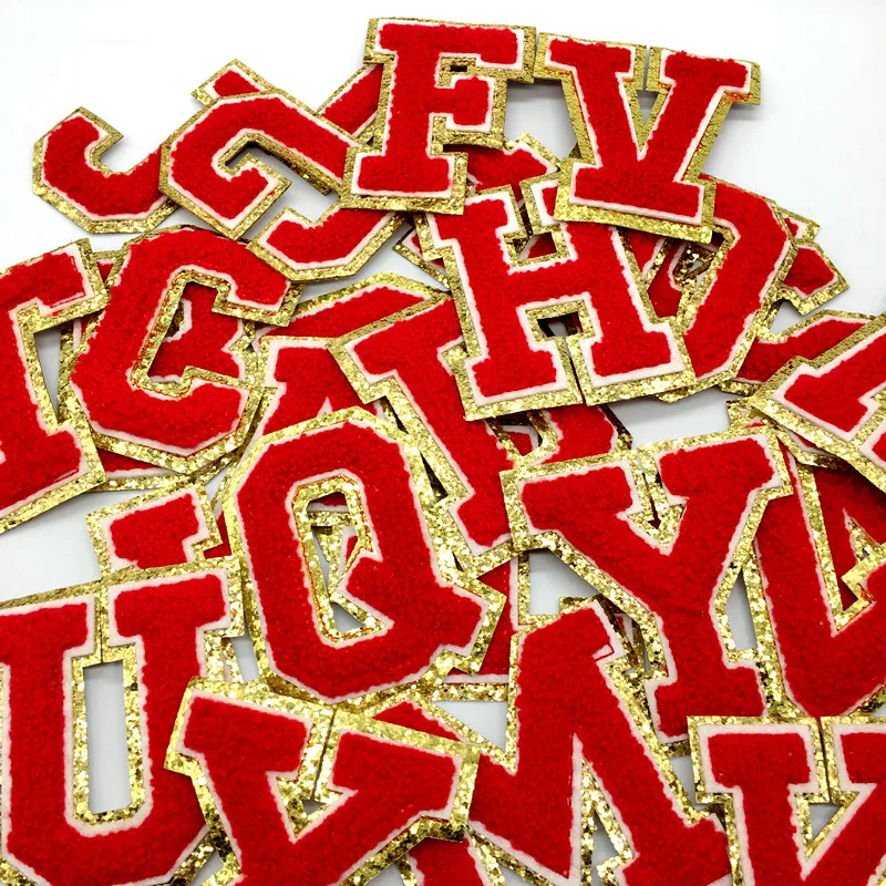 A-Z Big Size Letter Patches for Clothing Bright Red Color Iron on Patches on Clothes Sewing Stickers Appliques (8CM)