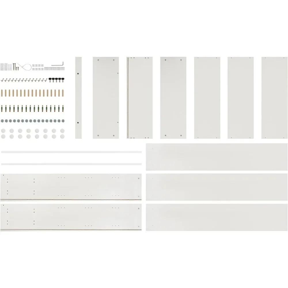 Estantería de madera blanca de 60 pulgadas para habitación de niños, sala de estar, dormitorio, aula, sala de estudio, 5 estantes