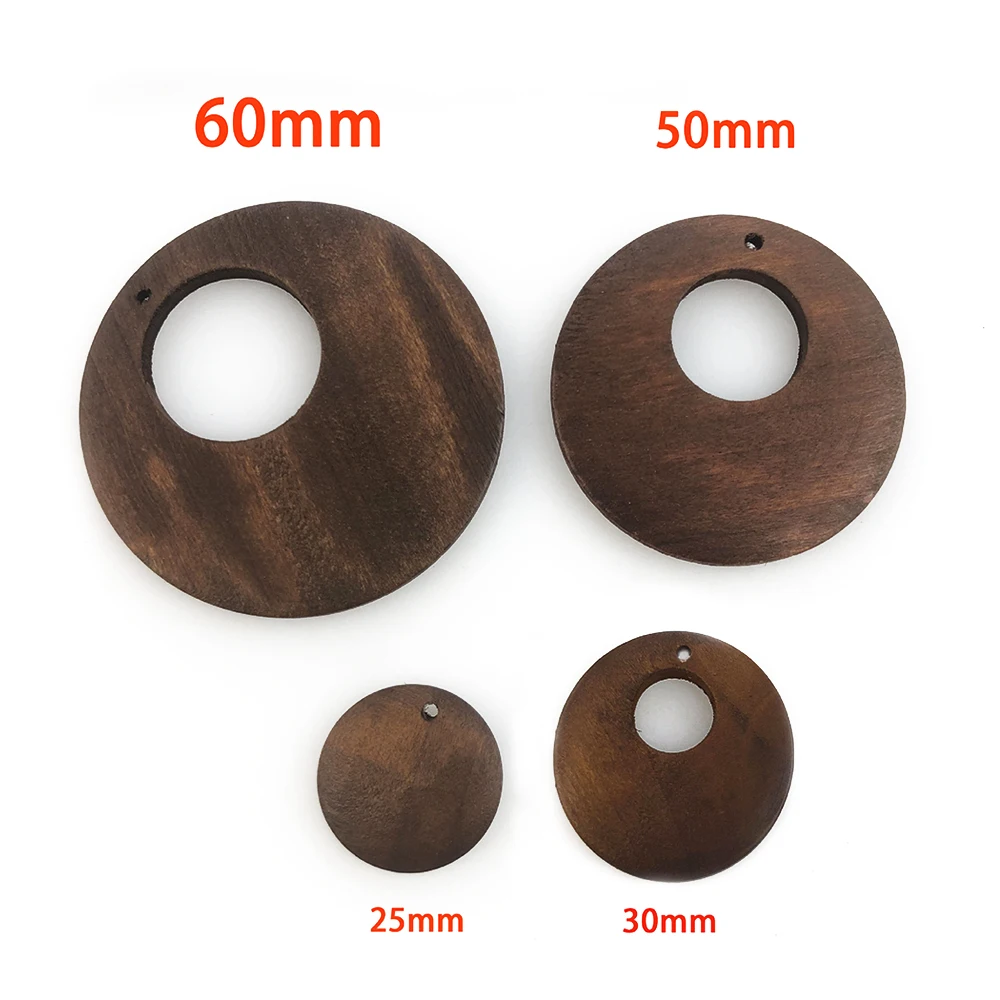 10 Pieces Wooden Hollow Circular Wooden Geometric Solid Wood Rings With Holes DIY Handmade Earrings Pendants Accessories