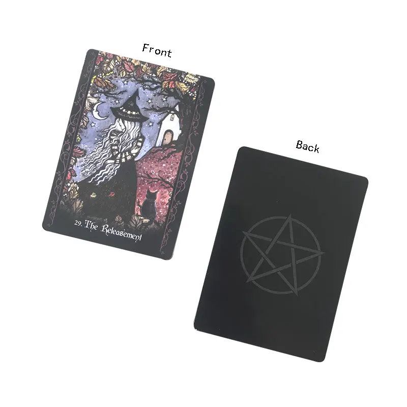 Hot selling All English Solitary Witch Oracle Tarot Card Fate Divination Prophecy Card Family Party Game Tarot 45 Card Deck