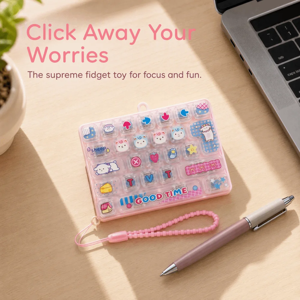 Animal Theme 26 Keys Keyboard Keychain Clear Key Sounds Plastic Mechanical Keyboard Cartoon Transparency
