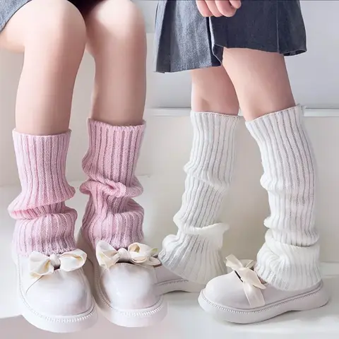 Sweet Girls Candy Color Korean Kids Leg Warmers Knitted Foot Cover Children Solid Autumn Winter Elastic Versatile Elephant Socks