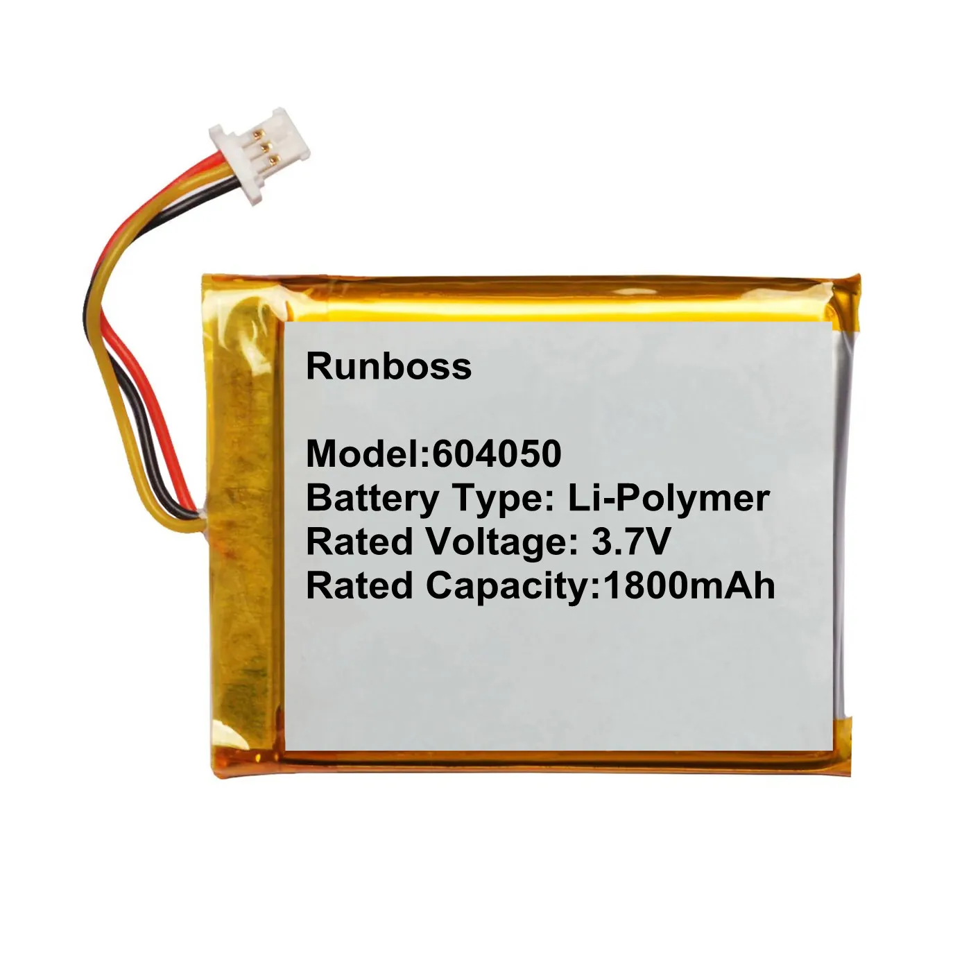 3.7V 1800mAh 604050 Lithium Polymer Rechargeable Battery With Thermistor(Temperature Control, NTC) 3 Pin Ultra Thin Plug