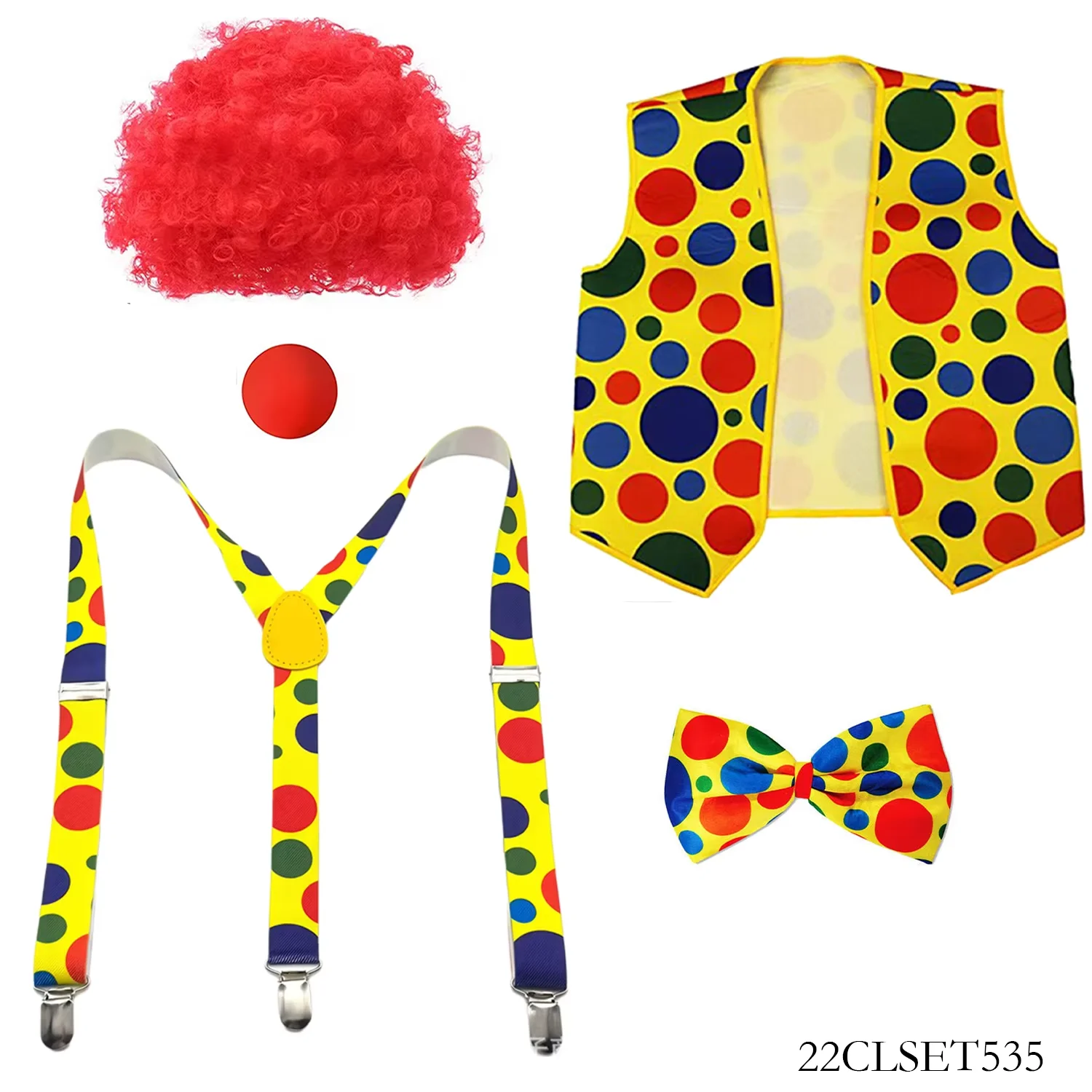 

Комплект костюмов PESENAR с разноцветным клоуном из 5 предметов: игривый и яркий комплект для праздничных выступлений и развлечений наряд