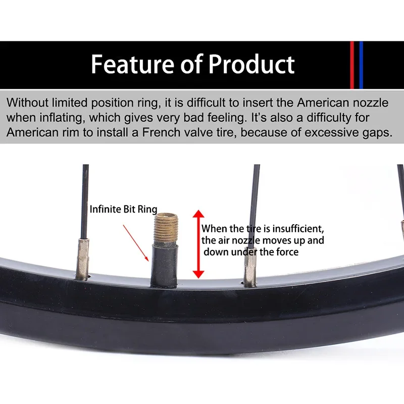 RISK Aluminum Bike Rim Conversion Nuts with Tool MTB Bicycle Tire AV to FV Converter Schrader Transfer to Presta Valve Adapter