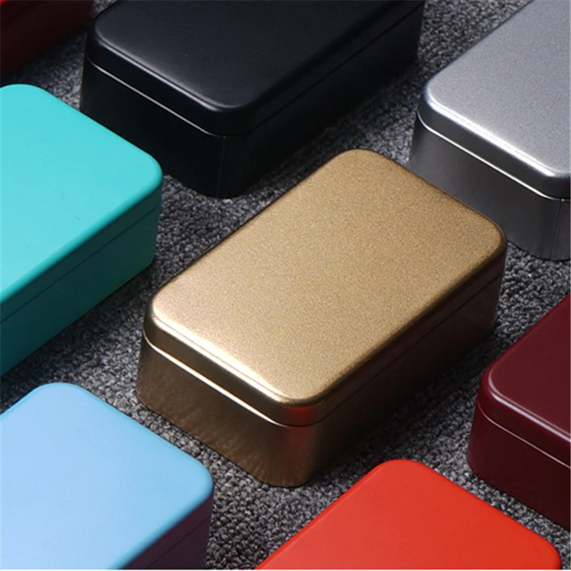 12 Pieces Rectangular Tin Box Household Sundries Storage Box Tinplate Storage Box Portable Travel Storage Organizer Tea Case