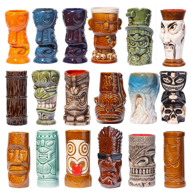 Tiki Cups Bar Creative Cocktail Cup Hawaii Cup TIKI Mugs Ceramic Cups Bar Tools Gift for Friends Special Funny Mask Cup