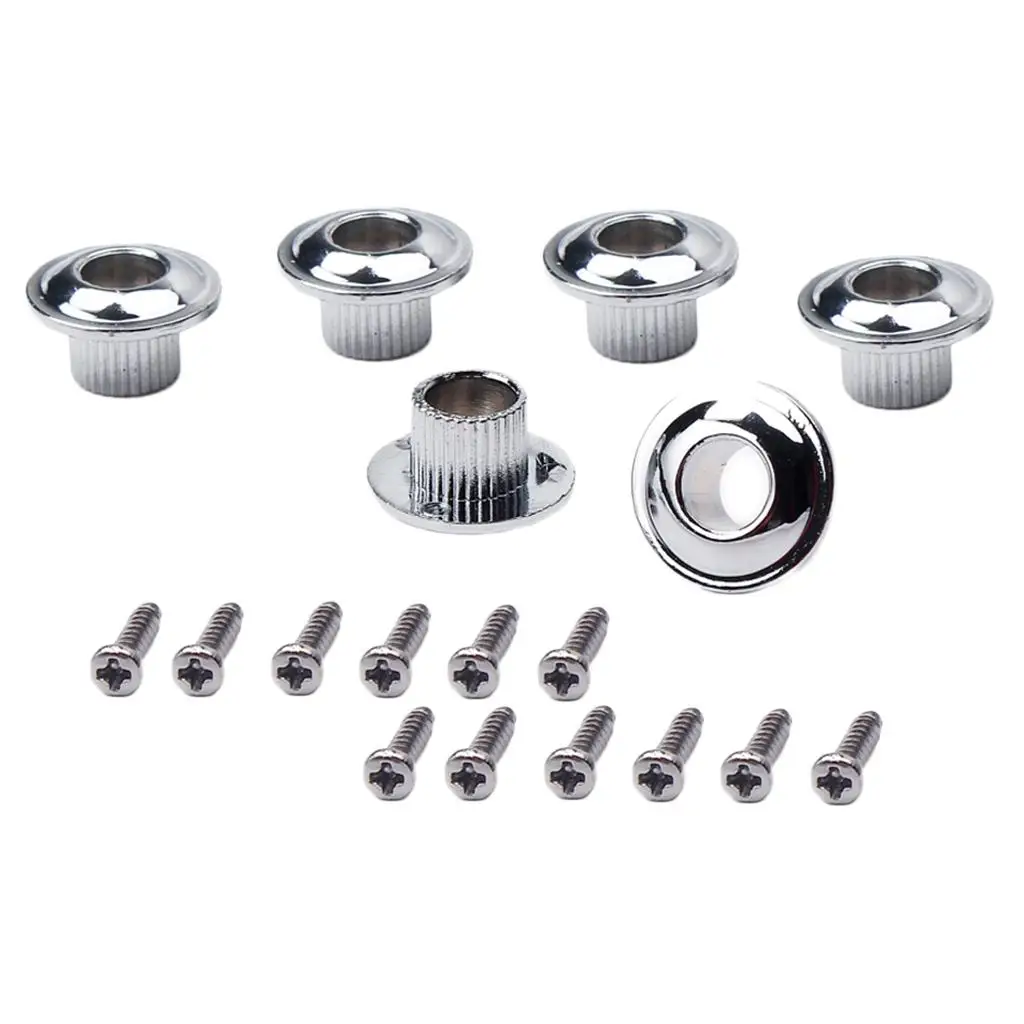 Guitar Parts Accessories Chrome Tuner Bushings 8mm Semiclosed Ferrules for Bass and Acoustic Guitar