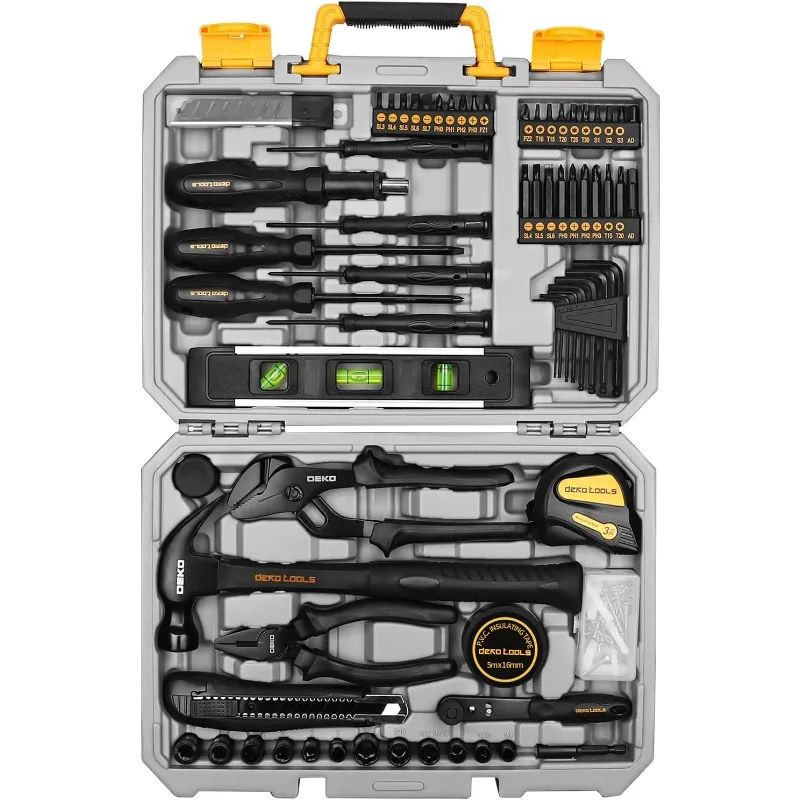 DEKOPRO 150 Piece Tool Set, General Household Hand Tool Kit, Home Repair Tool Kit with Plastic Toolbox Storage Case