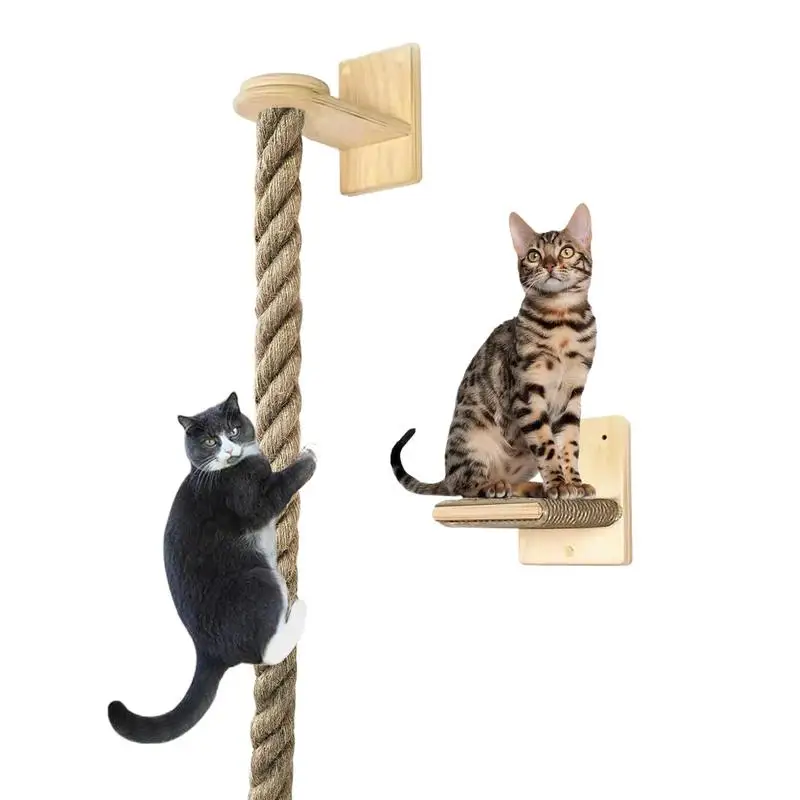 

Climbing Rope For Cats Kitten Jumping Steps Kitten Wall Mounted Scratching Shelves Pet Jumping Stairs For Living Room Bedroom