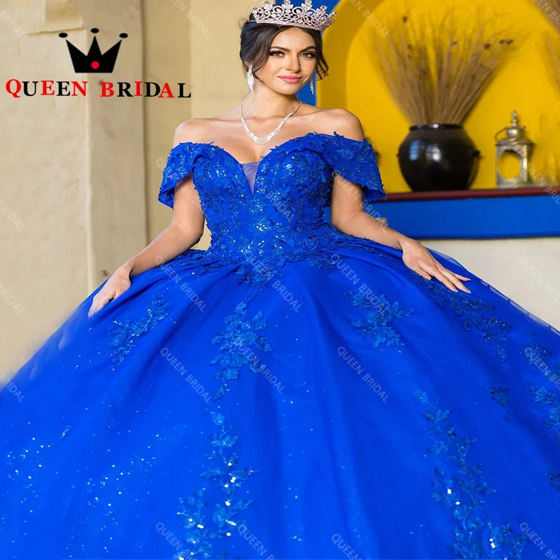 Vestidos De quinceañera con apliques florales y lentejuelas encantadoras, vestido De baile De quinceañera con hombros descubiertos y cuello en V, personalizado, L77M, 15