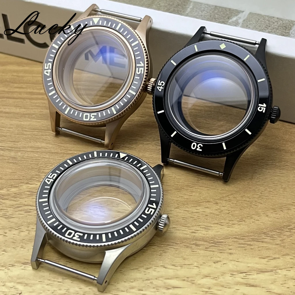 40mm Silver Black Rose High Quality Retro Series Diving Double Domed Coated Sapphire Glass Watch Case Fit NH34 NH35 NH36 4R35
