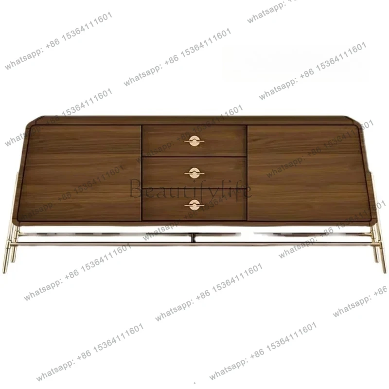 

LXAmerican light luxury creative solid wood dining edge modern simple small apartment stainless steel baseSSS