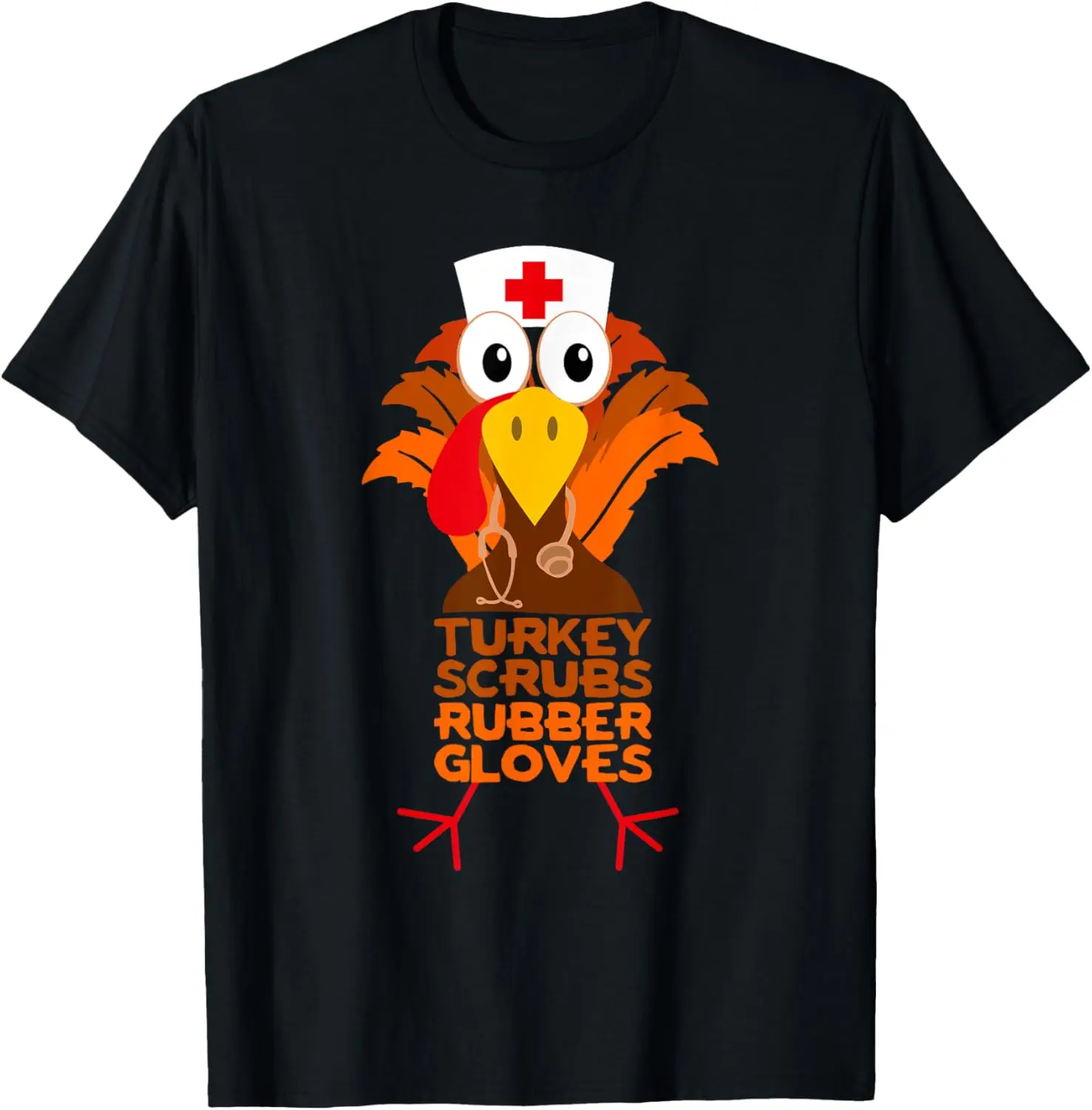 

Thanksgiving Nurse Turkey Scrubs Rubber Gloves Tops Women