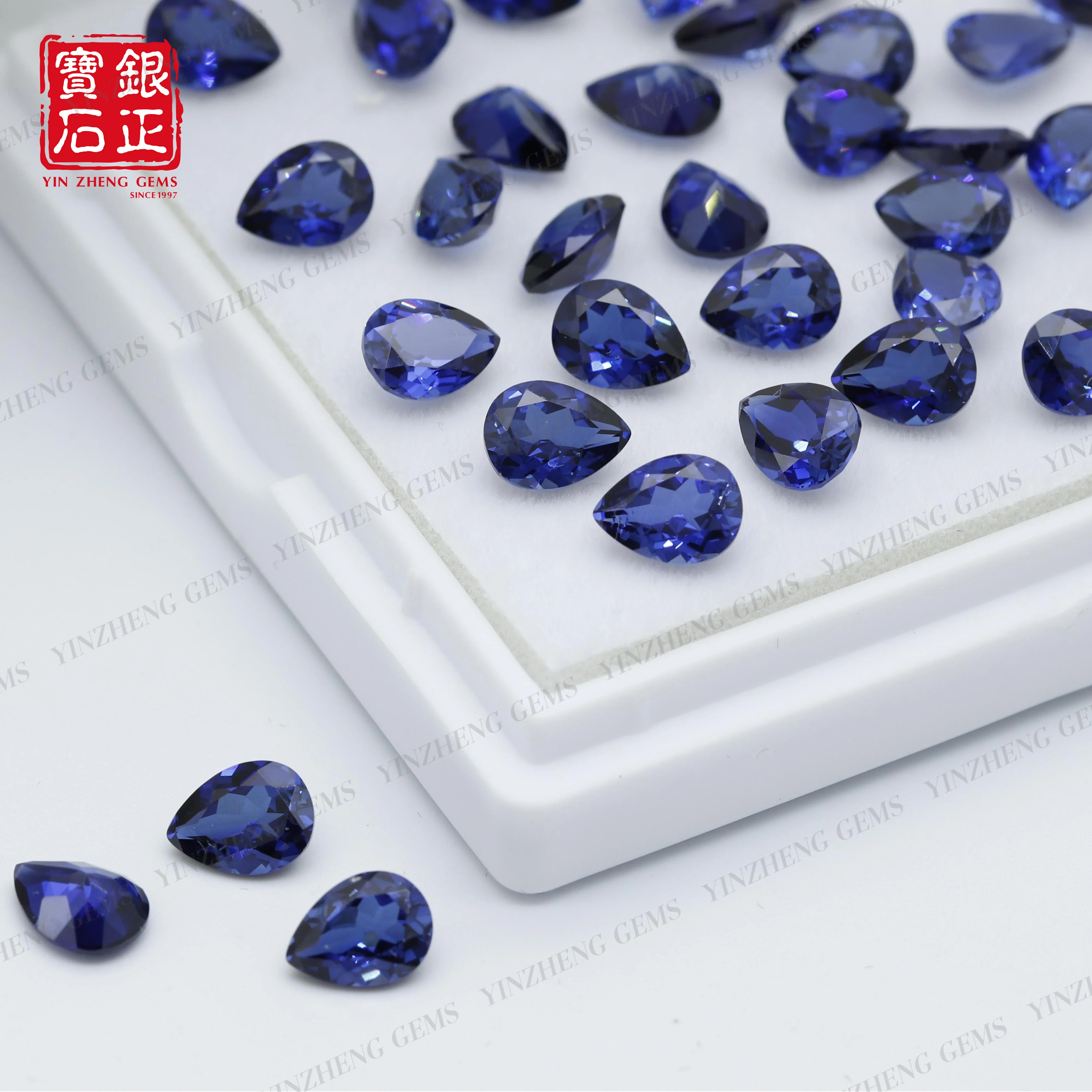 

Искусственный сапфир YinZheng грушевидной формы, королевский синий, с эффектом пламени, выращенный методом выращивания на подложке (GRC) или методом AGL, с возможностью предоставления сертификатов GRC или AGL, свободный синтетический сапфир