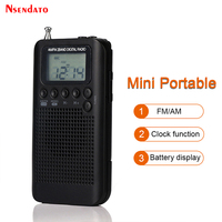 HRD 104 Pocket AM FM Mini Digital Stero Radio With LCD Display Loundspeaker Protable 2 Band Rechargeable MP3 Music Radio Player