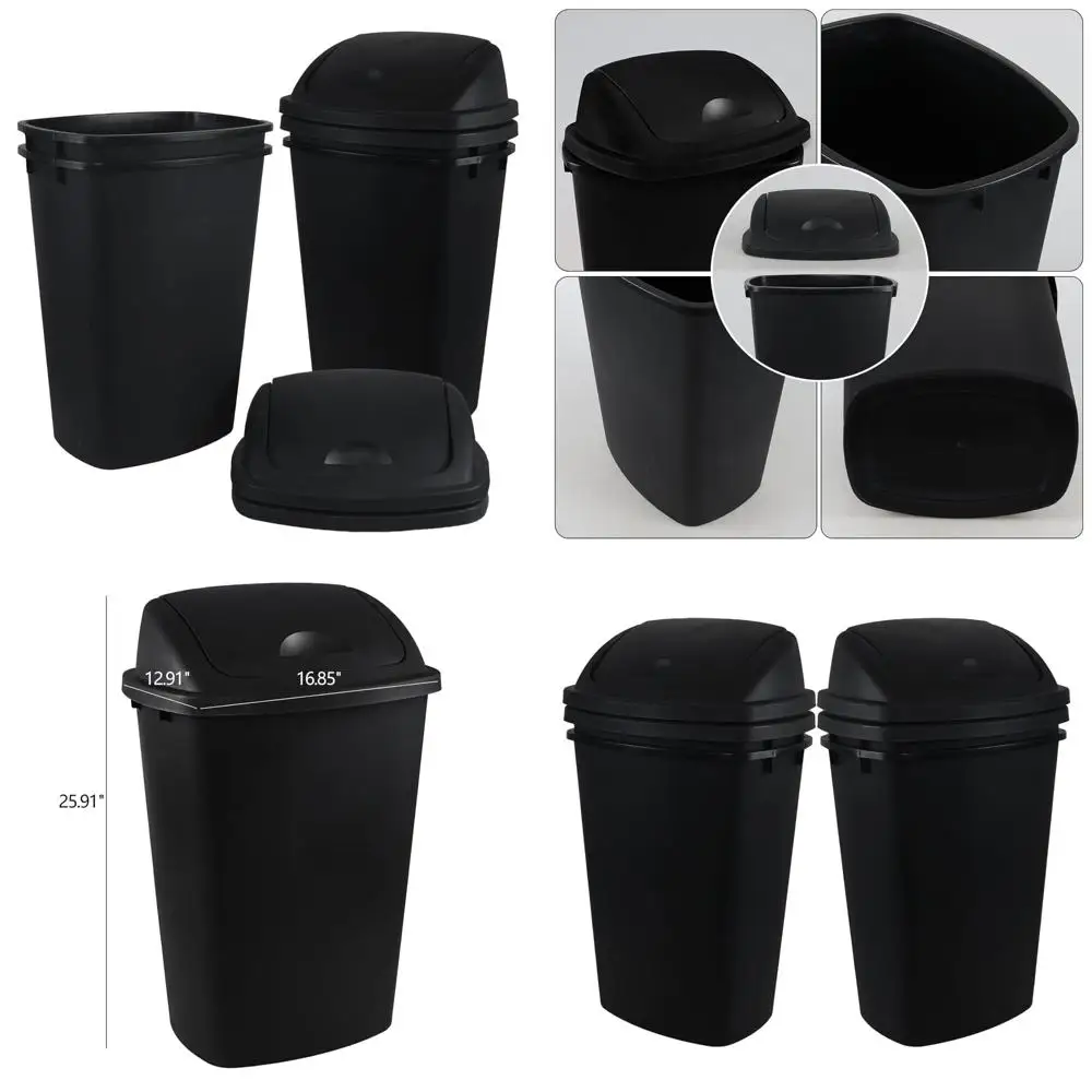 

13 gallon heavy-duty swing-top trash bin - ideal for indoor and outdoor use