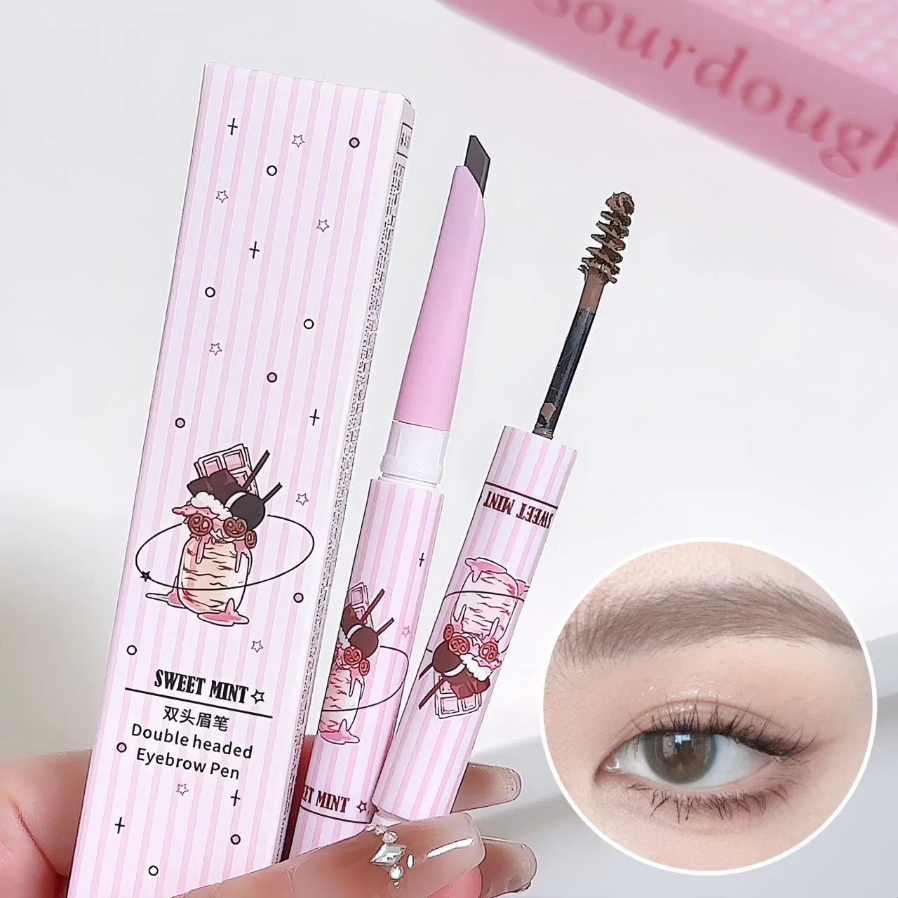 3D Wenkbrauw Kleurstof Crème Grijs Bruin Dubbele Hoofd Wenkbrauwpotlood Langdurige Waterdichte Wenkbrauw Pen Tint Mascara Verbeteren Cosmetica