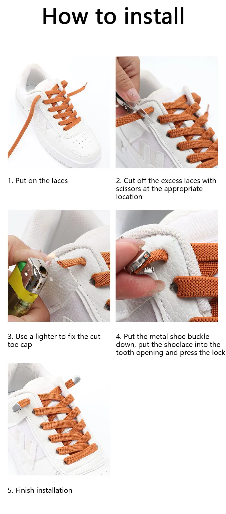 1 Paar neue Schnürsenkel ohne Binden, flache, elastische Schnürsenkel, schnelle und sichere Schnürung, für Kinder und Erwachsene, geeignet für Freizeitschuhe und Sneaker, Schuhzubehör für den Außenbereich. – Detail 7