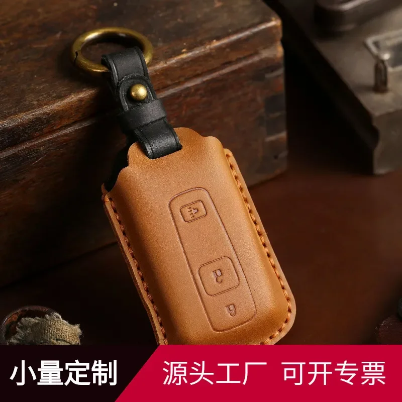for Toyota Crown Key Case Handmade First Layer Cowhide Leather Key Bag Strength Merchant Car Key Cover