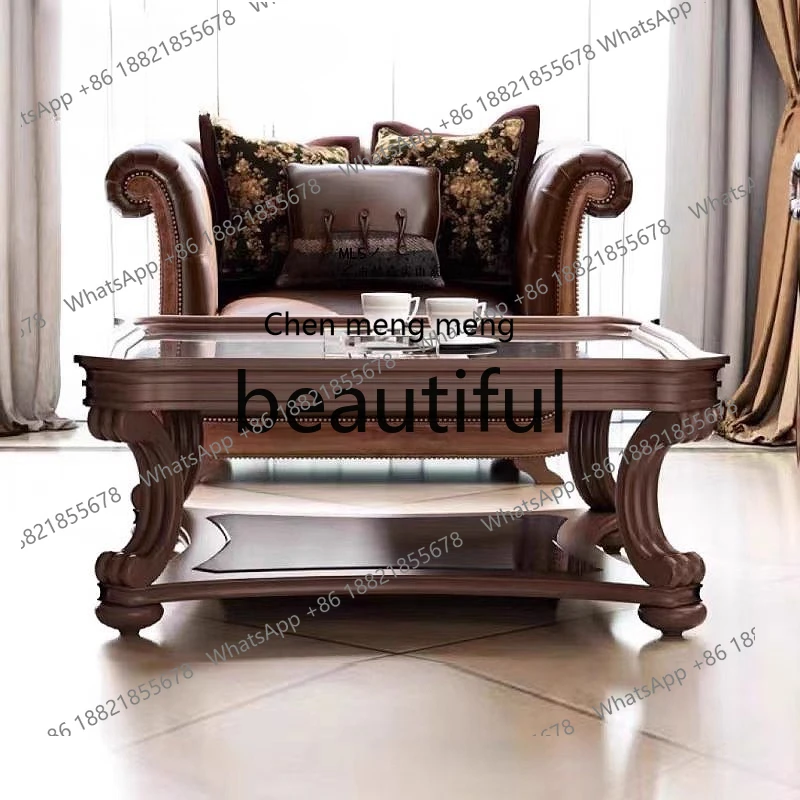 X  Square coffee table villa living room home peach blossom heart retro old coffee table TV cabinet