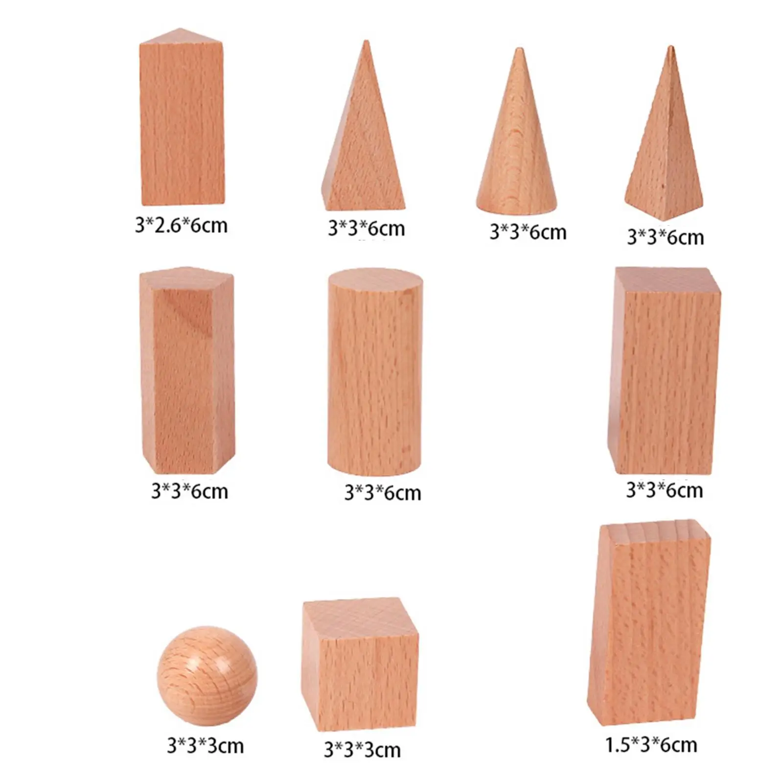 3D Wooden Geometric Solids Math Figures Educational Cubes for Children School Supplies Home Learning