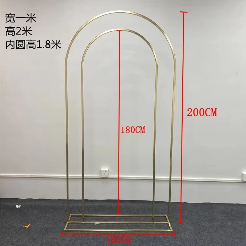 1PC Gold-Plated Double Arch Outdoor Wedding Flower Display Stand,Christmas Birthday Party Background,Welcome Sign,Balloon Stand