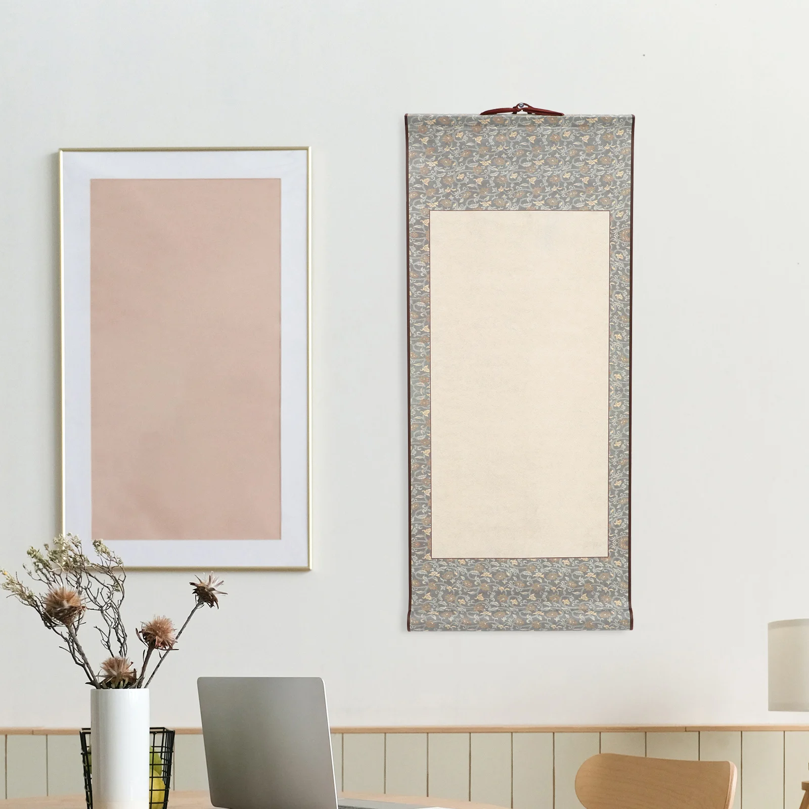 

2Pcs Chinese Calligraphy Blank Scroll Portable Multi-Function Paper for Art Work Home Decor Calligraphy Blank Scroll