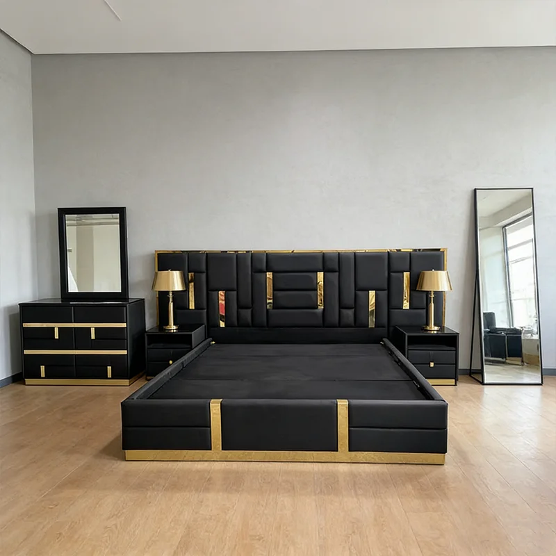 # for Sale Leather Storage Bed Sets with Nightstands and Dressing Table Mirror