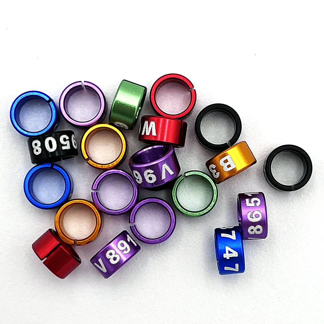 

50PCS Split 2.6mm~8.0mm ID Bird Leg Rings Aluminum,color-assorted, Unique ID code