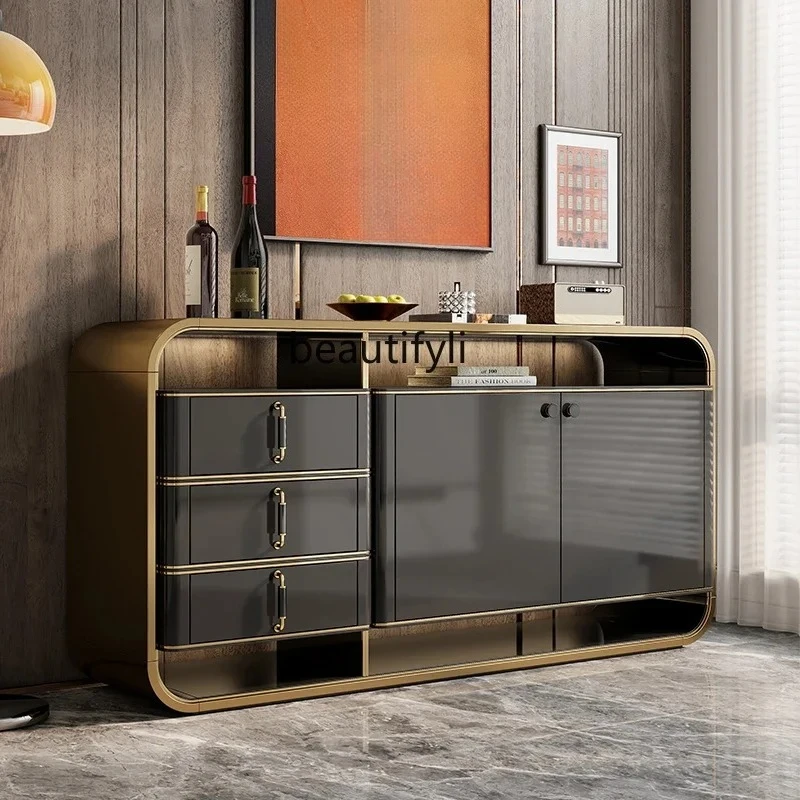 

Dining side cabinet Modern light luxury door cabinet Living room solid wood home designer side cabinet