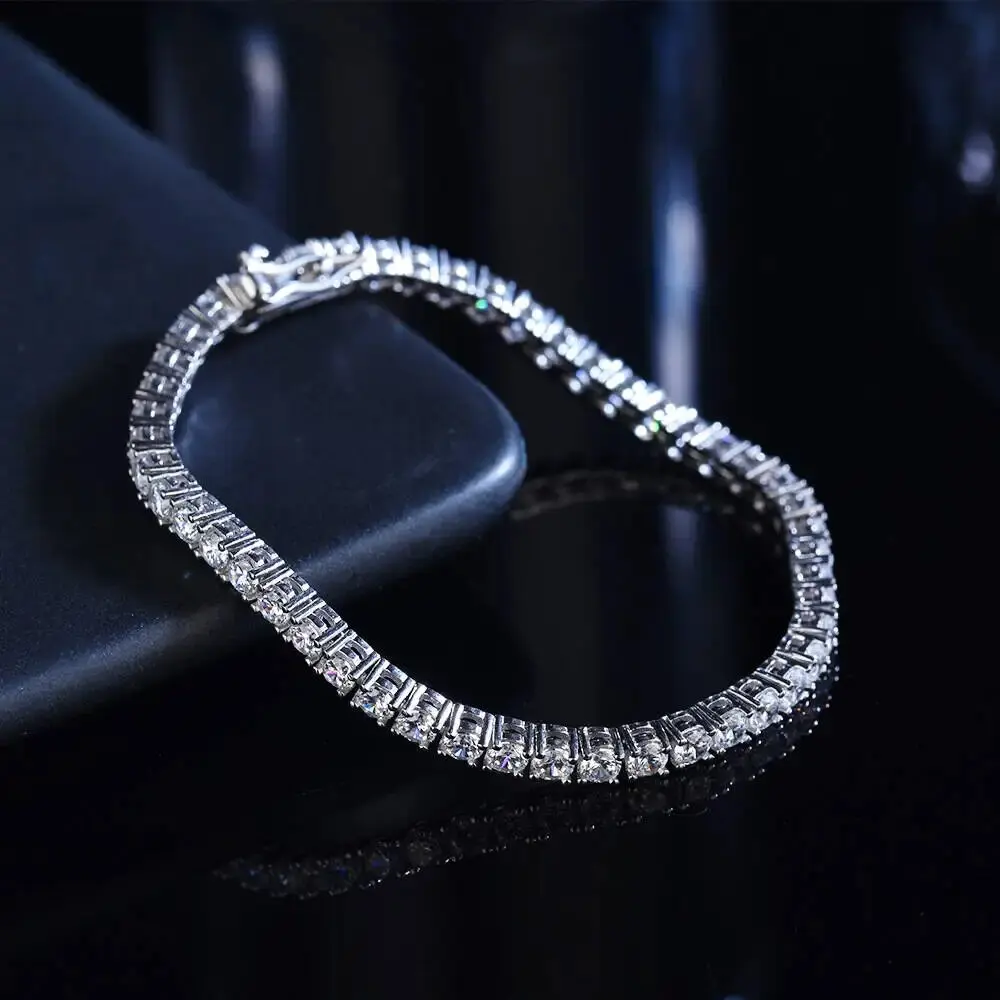3mm 4mm Moissanite Tennis Bracelet 925 Sterling Silver Full Dia Sier Plated Wedding Party Jewelry Bracelets Pulseiras For Women