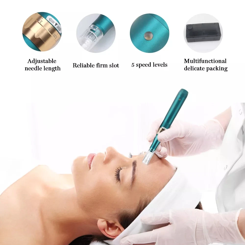 Derma Penf7 elektrische Mikron adel Derma pen F7 Hautpflege Falten entfernungs maschine Verjüngung Make-up Tattoo mit Nadeln Gerät