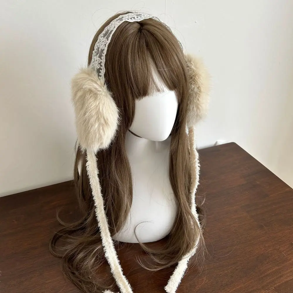 Soft Ear Cap Lace Plush Earmuffs JK Headwear Cold Proof Winter Earmuffs Earflap Windproof Warm Ear Muffs Girl