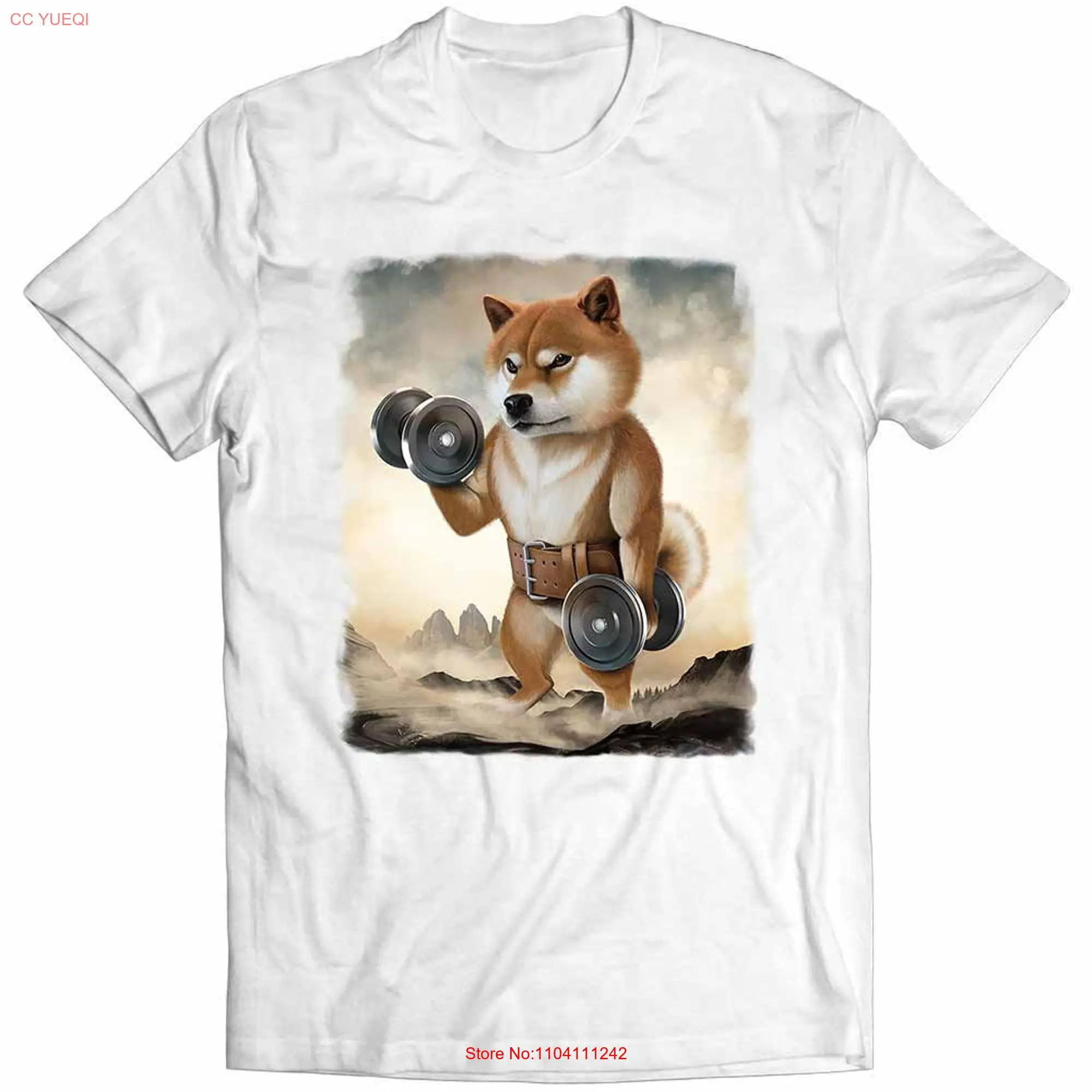 Monster Shiba Dog Carrying Dumbbell  Boys and Girls Youth T Shirt PrintStarT long or short sleeves