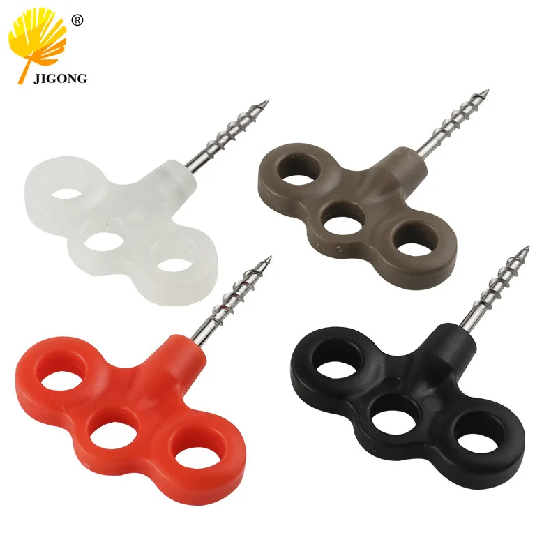 Three-hole plastic hand-screwed deck thread nails, camping deck nails, outdoor camping tent windbreak rope fixing nails