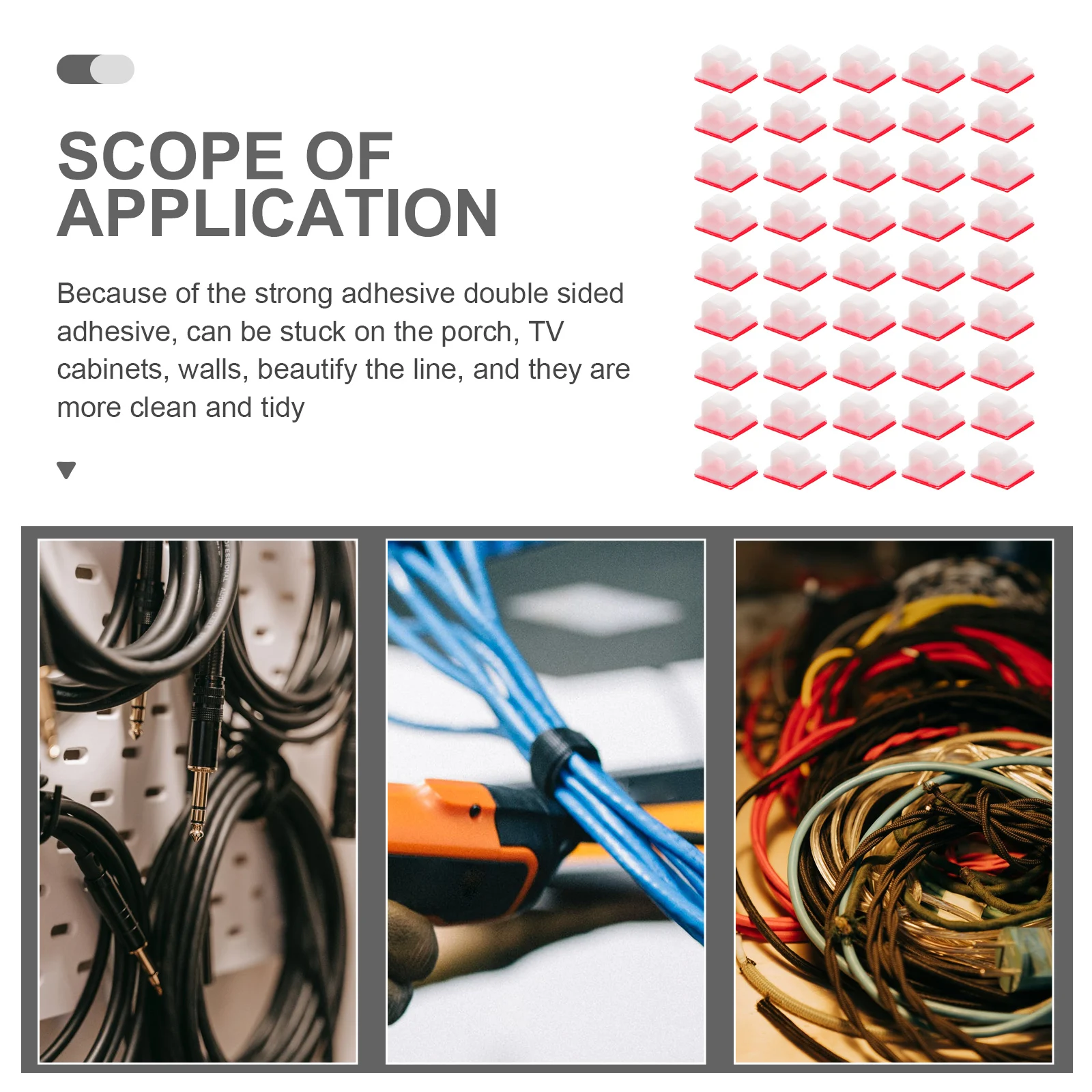 

50pcs Self-Adhesive Cable Holder Clips Plastic Cord Organizer Desktop Cable Winder For Headphone Chargers Data Line Earphone