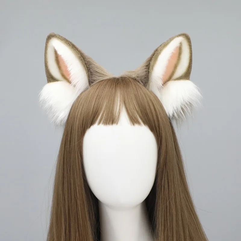 New Lolita Cosplay Cat Ears Headband Anime Dance Party Costume Wolf Fox Ear Plush Hairband Girls Kawaii Hair Accessories Props