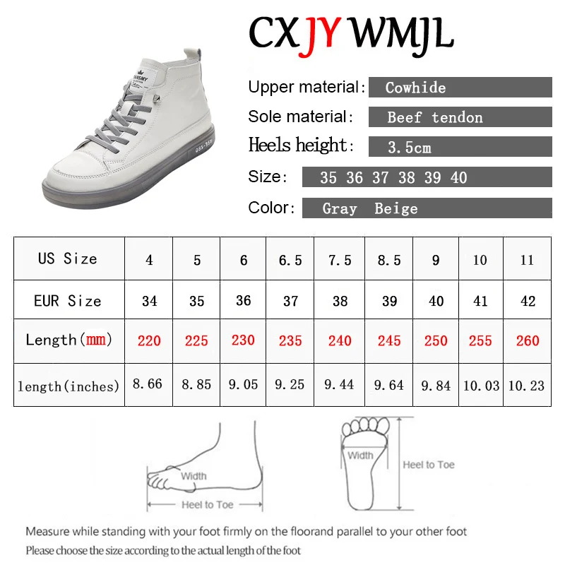 CXJYWMJL Women Genuine Leather Sneakers Spring High-top Casual Shoes Autumn First Layer Cowhide Ladies High Top Vulcanized Shoes