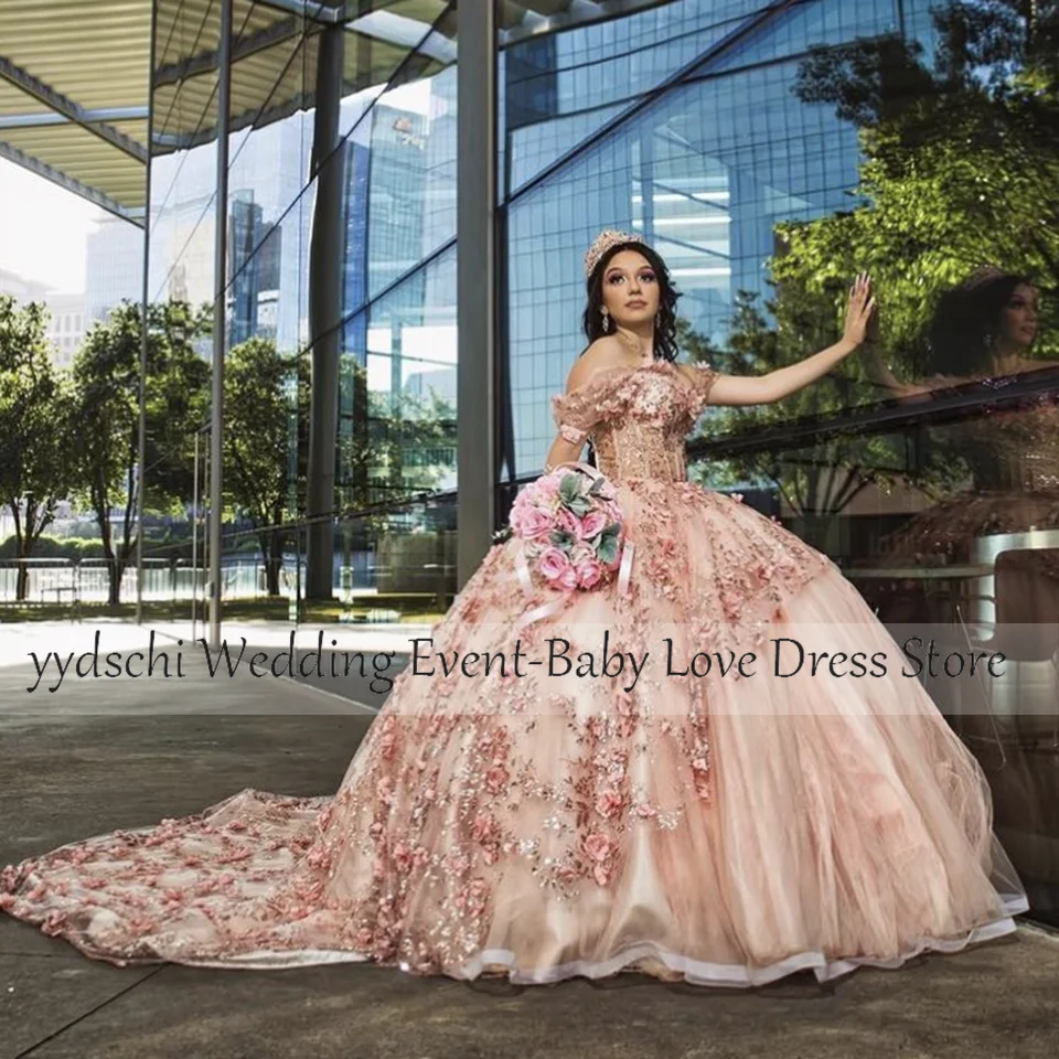 

Quinceanera Dress 2023 Gold Off The Shoulder Beading Appliques Sparkling Ball Gown Birthday Formal Party Gown Robes De Soirée